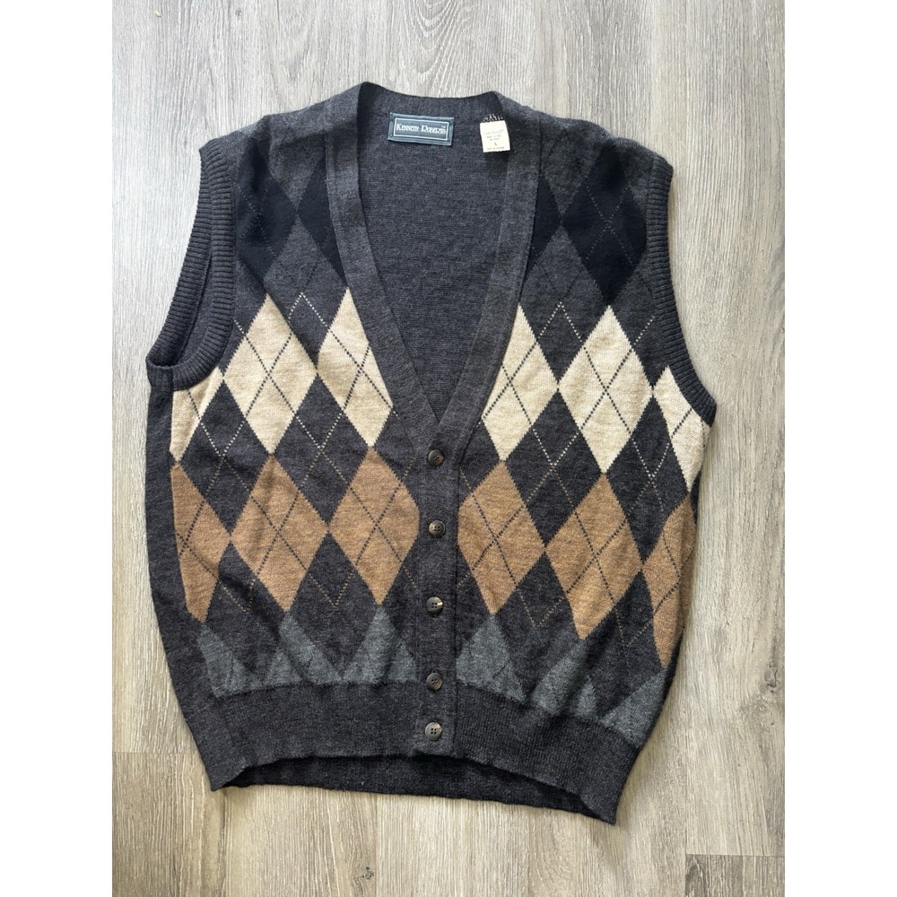 Kenneth Roberts Sweater Vest Mens Large Wool Blend Made in Italy